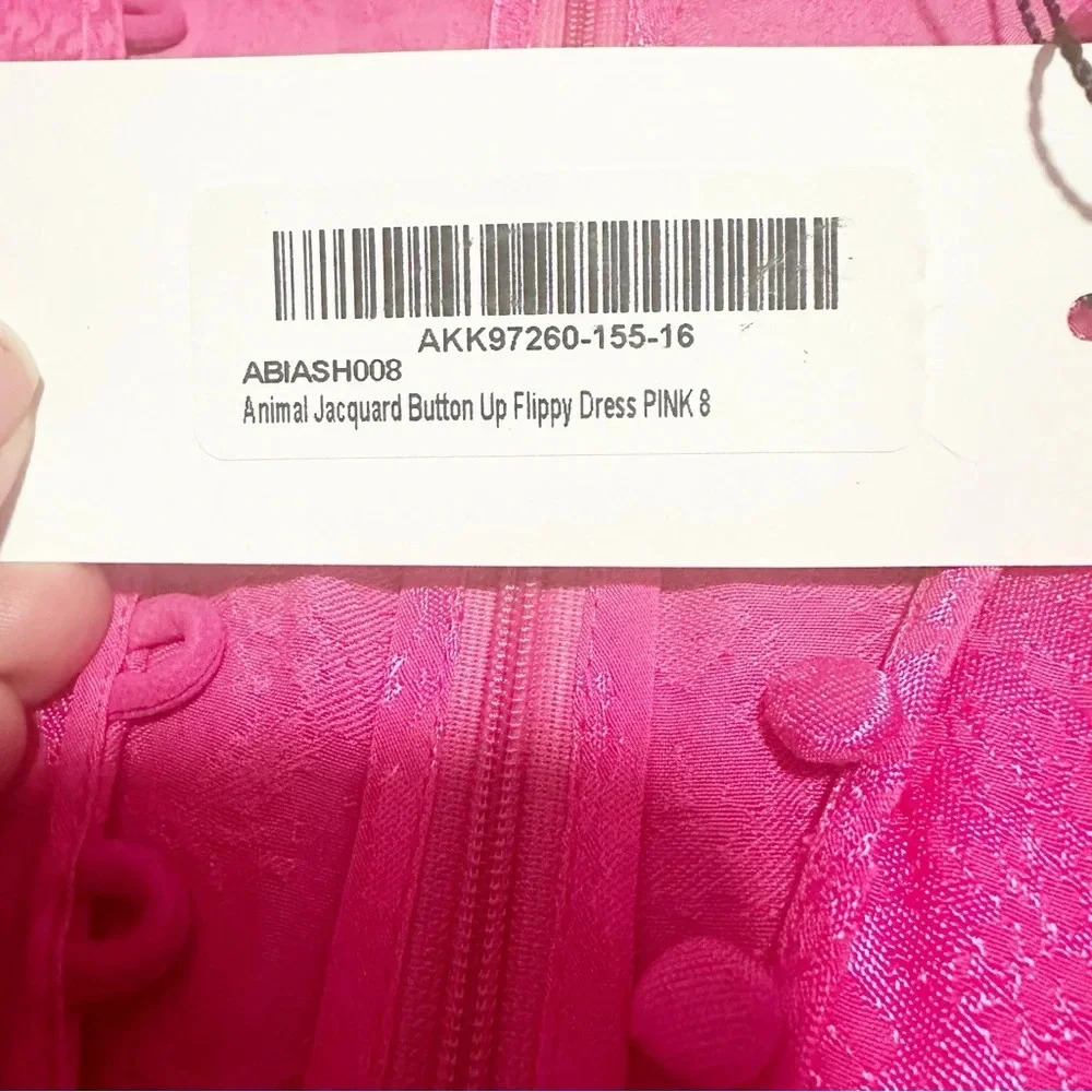 NWT Karen Millen Animal jacquard button up floppy dress in pink size 4 - Picture 6 of 16